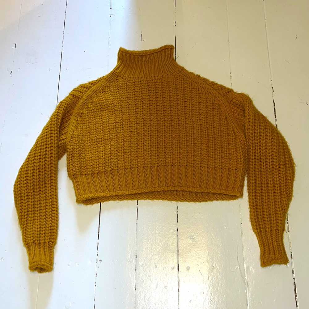 Yellow chunky oversized turtleneck sweater